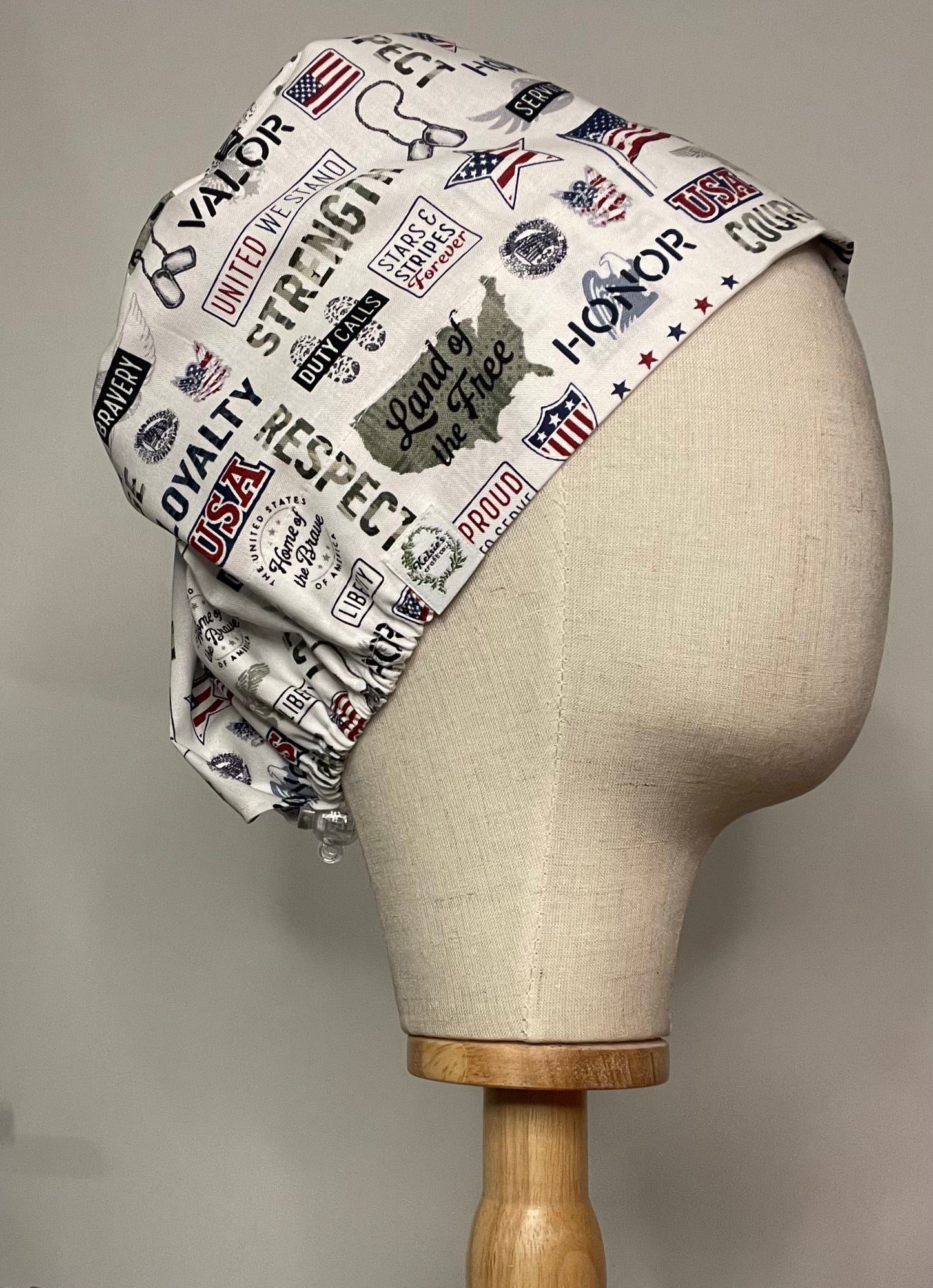 Patriotic Military Scrub Cap - Satin Lining Available - Multiple Styles