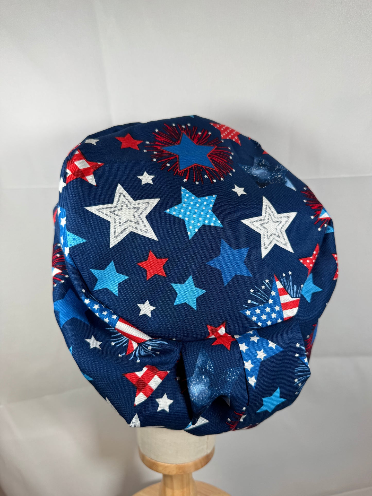 Patriotic Stars Scrub Cap - Satin Lining Available - Multiple Styles