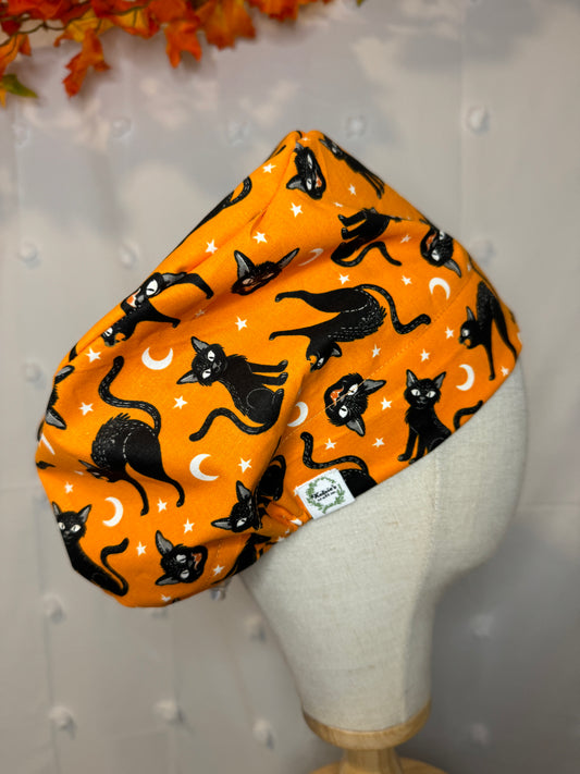 Glow In The Dark - Cats On Orange Scrub Cap - Multiple Styles