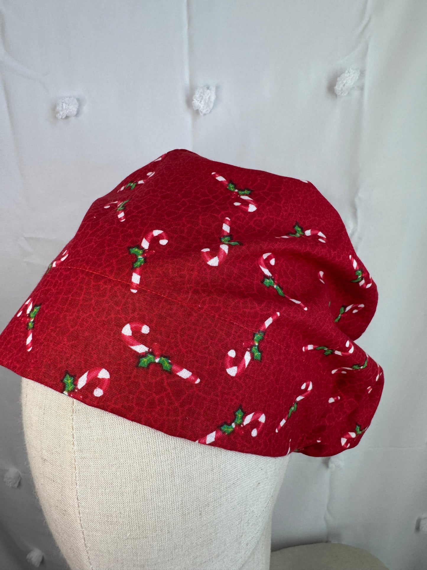 Candy Canes on Red Scrub Cap - Multiple Styles