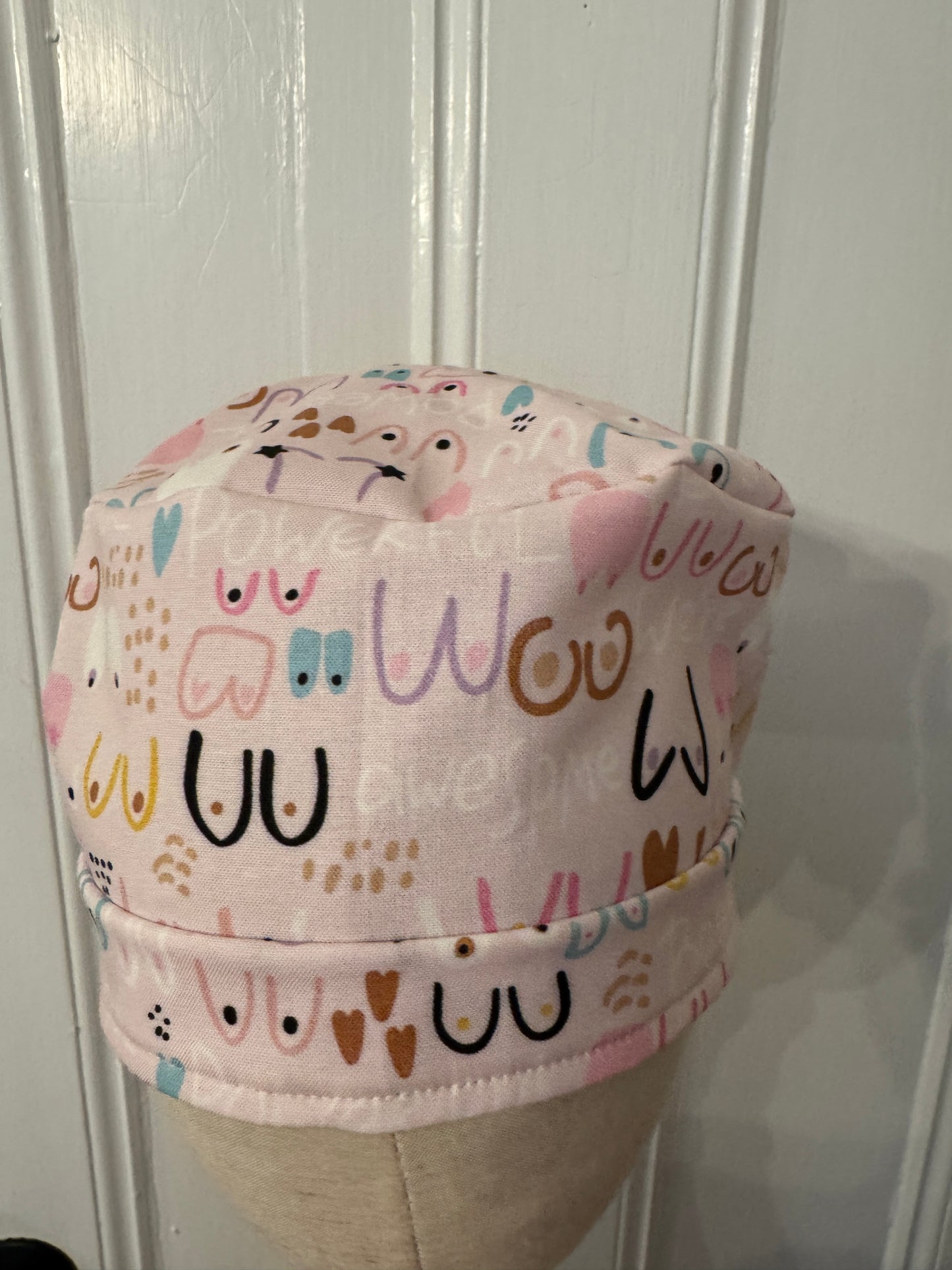 Bobbies Breast Cancer Awareness Scrub Cap - Satin Lining Available - Multiple Styles