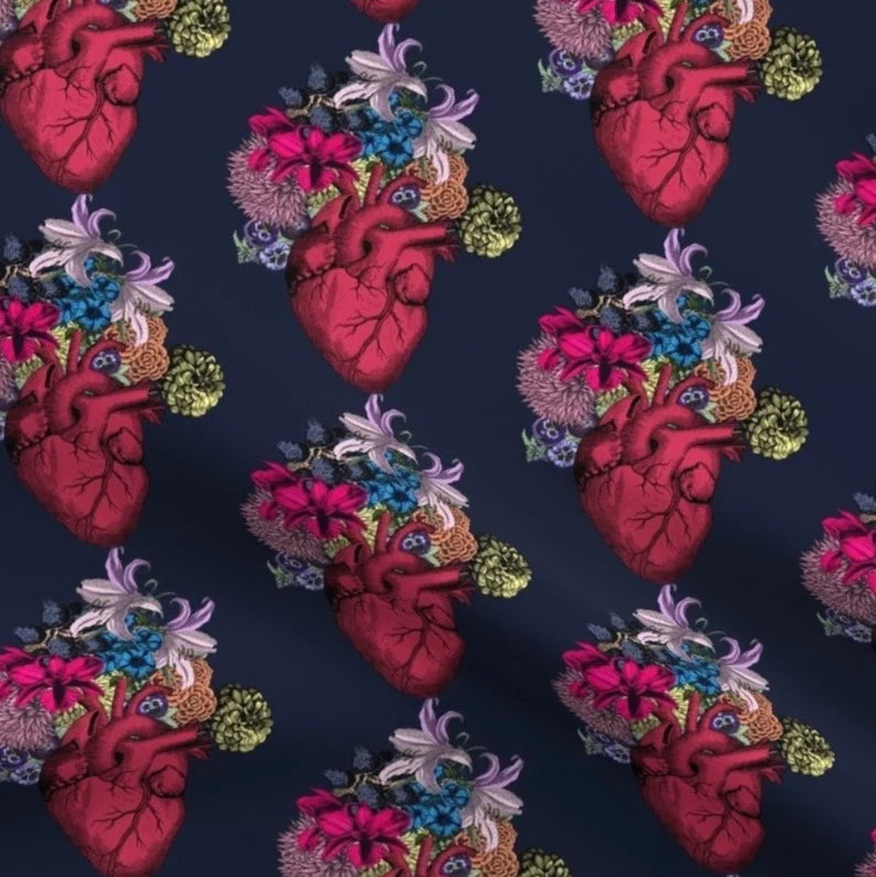 Anatomical Hearts with Floral Scrub Cap - Multiple Styles