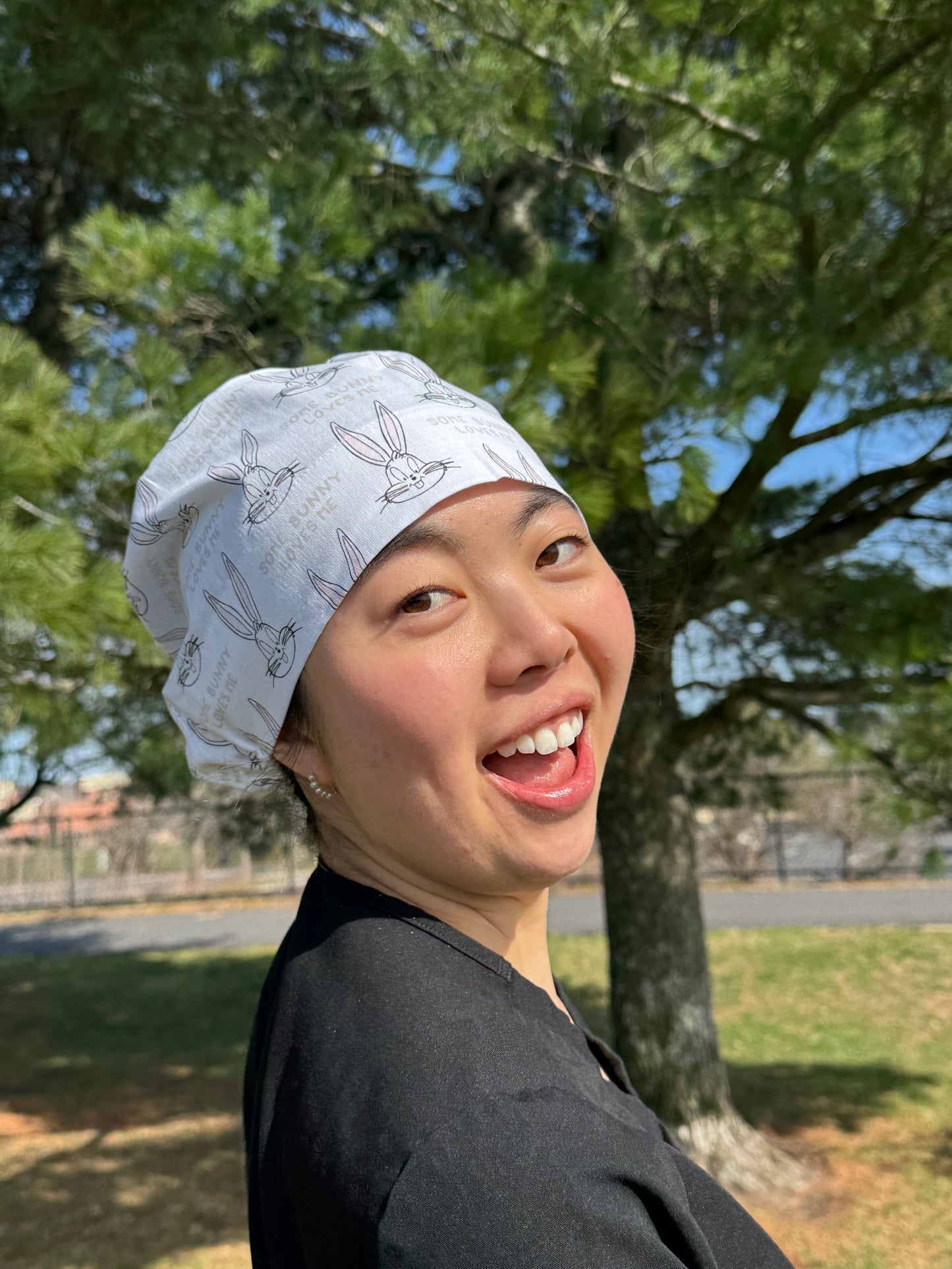 Scrub Cap in Some Bunny Loves Me Fabric Scrub Cap - Multiple Styles