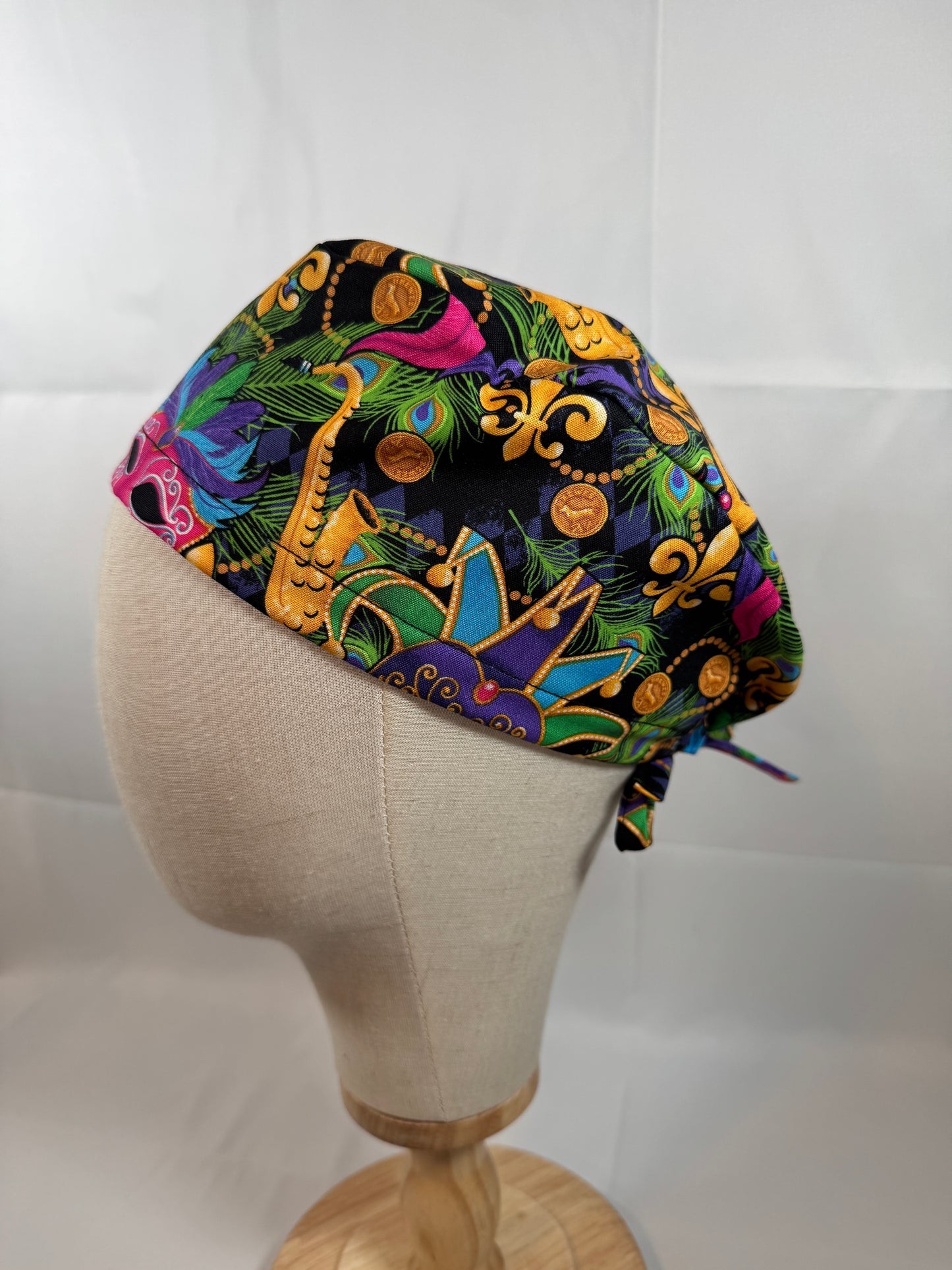 Mardi Gras Masks Scrub Cap - Satin Lining Available - Multiple Styles