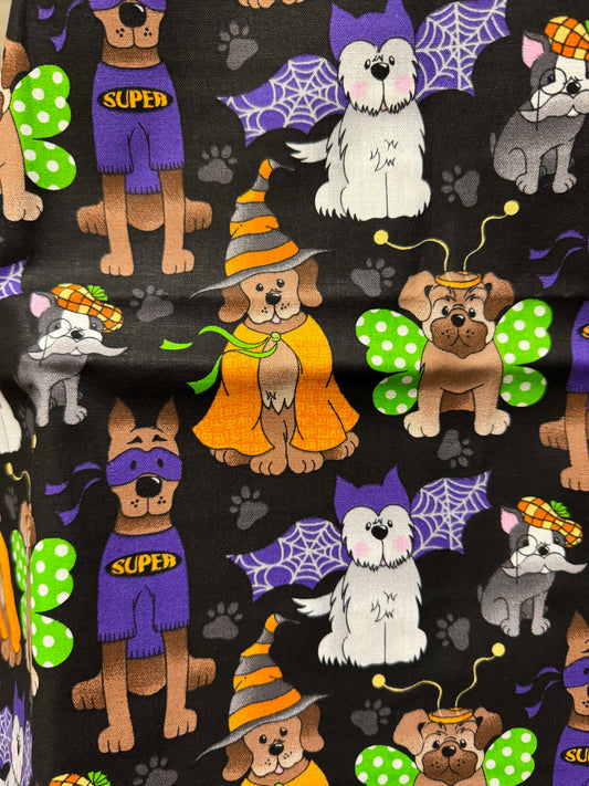 Dogs In Halloween Costumes (Black Background) Scrub Cap - Multiple Styles