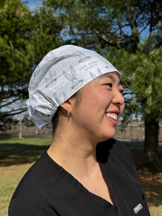 Scrub Cap in Some Bunny Loves Me Fabric Scrub Cap - Multiple Styles
