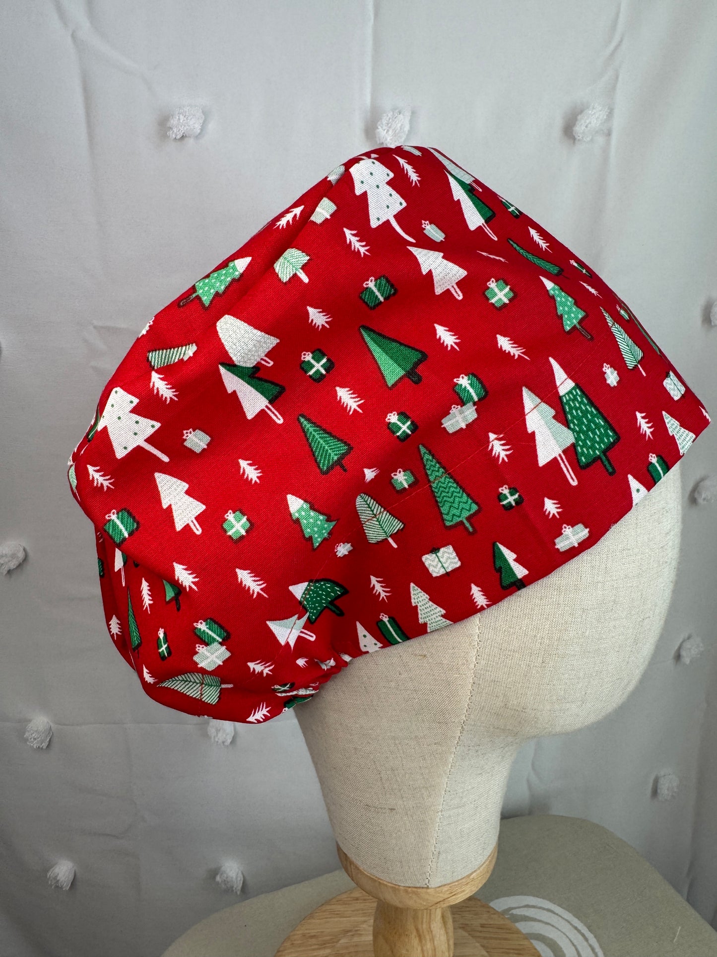 Christmas Trees on Red Scrub Cap - Multiple Styles