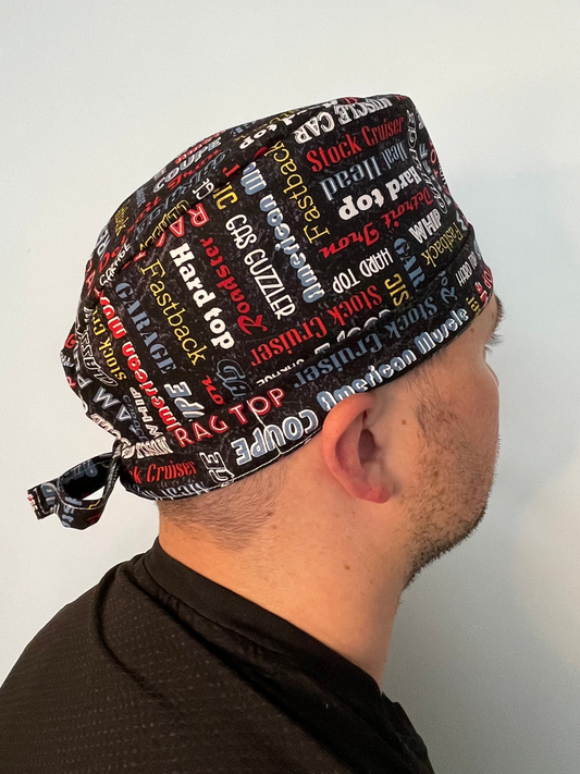 Muscle Car Sayings Scrub Cap - Unisex Tie Style