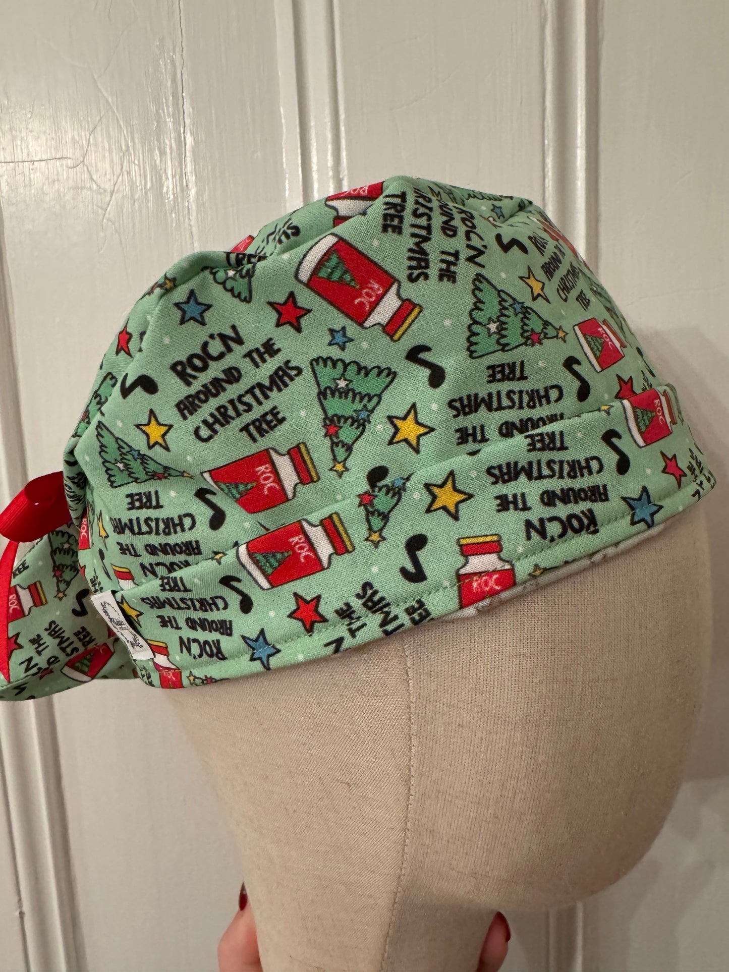 Roc'n around the Christmas Tree Scrub Cap - Satin Lining Available - Multiple Styles