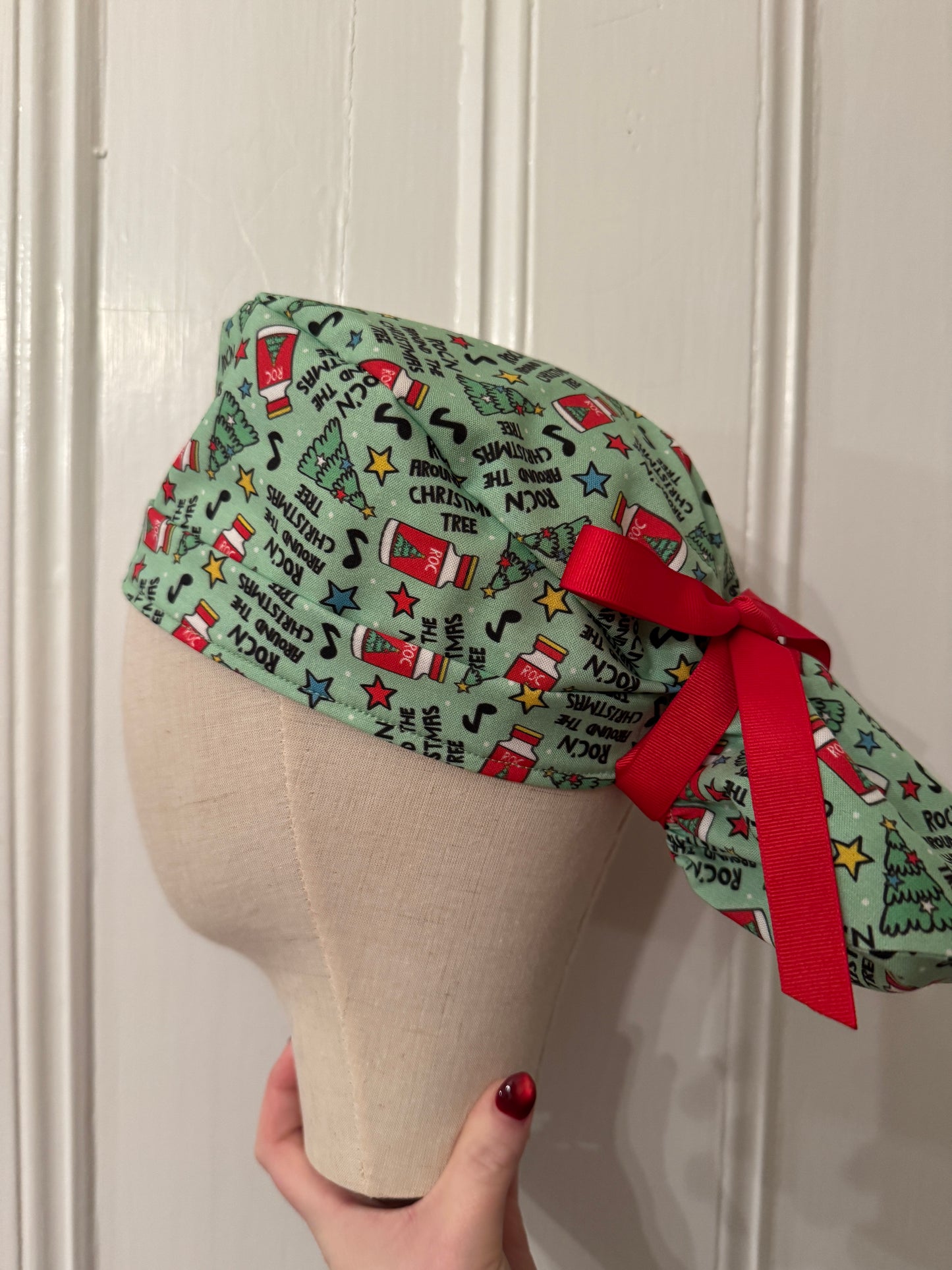 Roc'n around the Christmas Tree Scrub Cap - Satin Lining Available - Multiple Styles