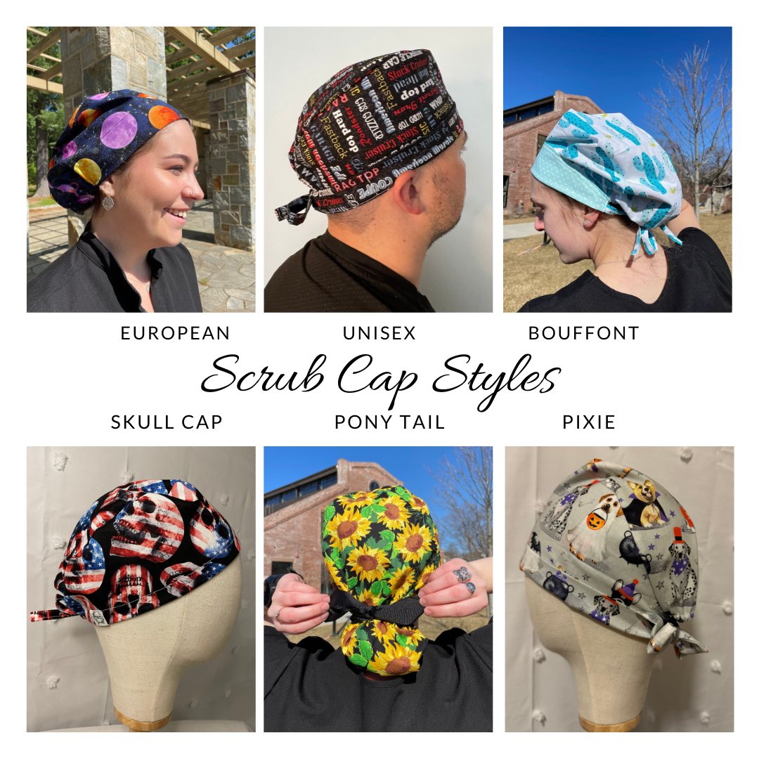 Glow in the Dark Scrub Caps in Multiple Fabric Options - All Styles