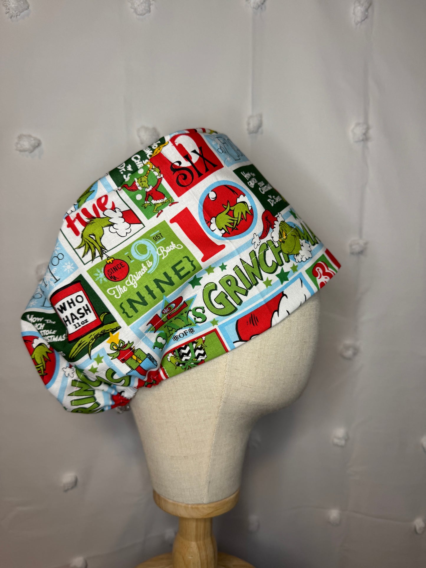 Scrub Cap in 12 Days of Grinchmas Fabric - Multiple Styles