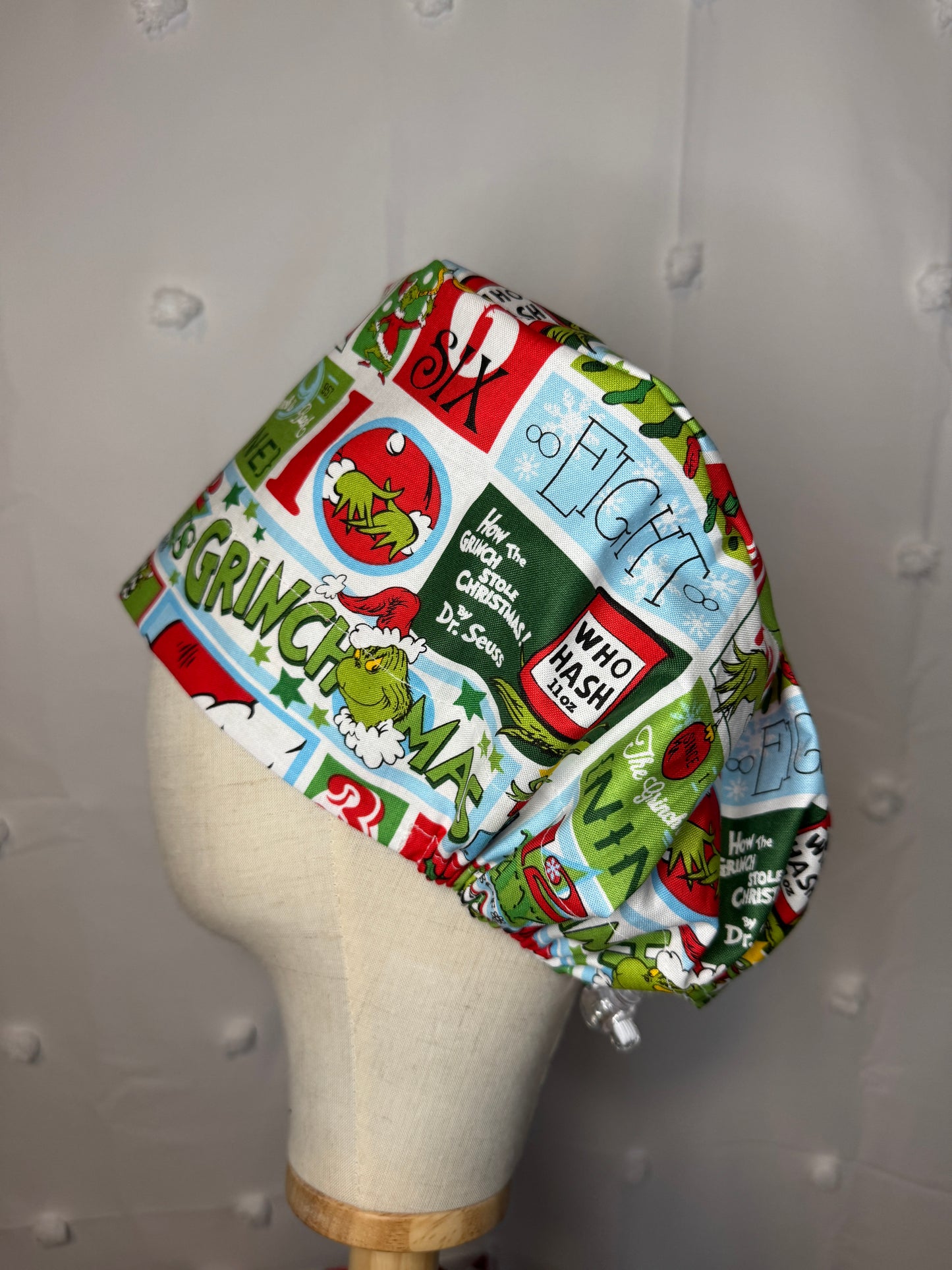 Scrub Cap in 12 Days of Grinchmas Fabric - Multiple Styles