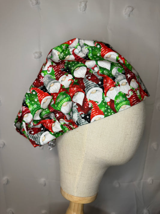 Red & Green Christmas Gnomes Scrub Cap - Multiple Styles