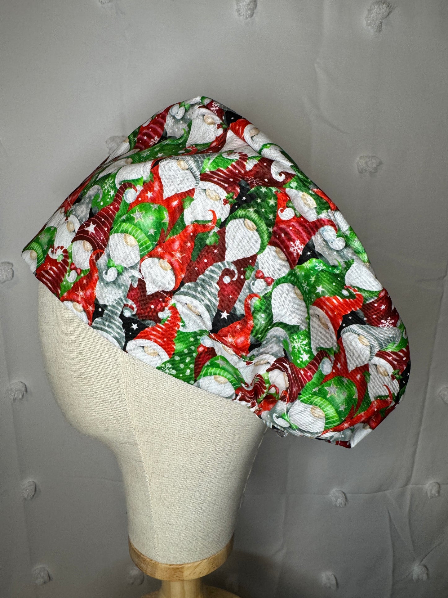 Red & Green Christmas Gnomes Scrub Cap - Multiple Styles