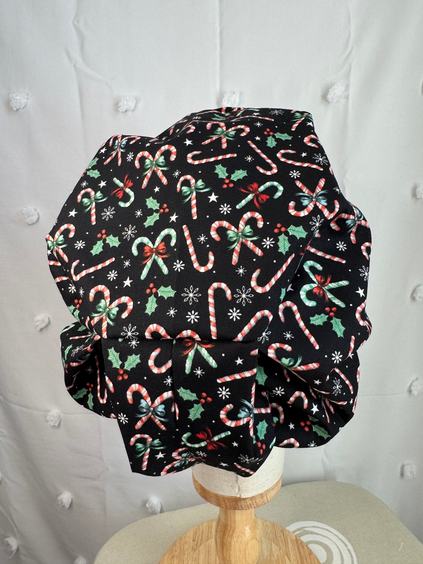 Candy Canes on Black Scrub Cap - Multiple Styles