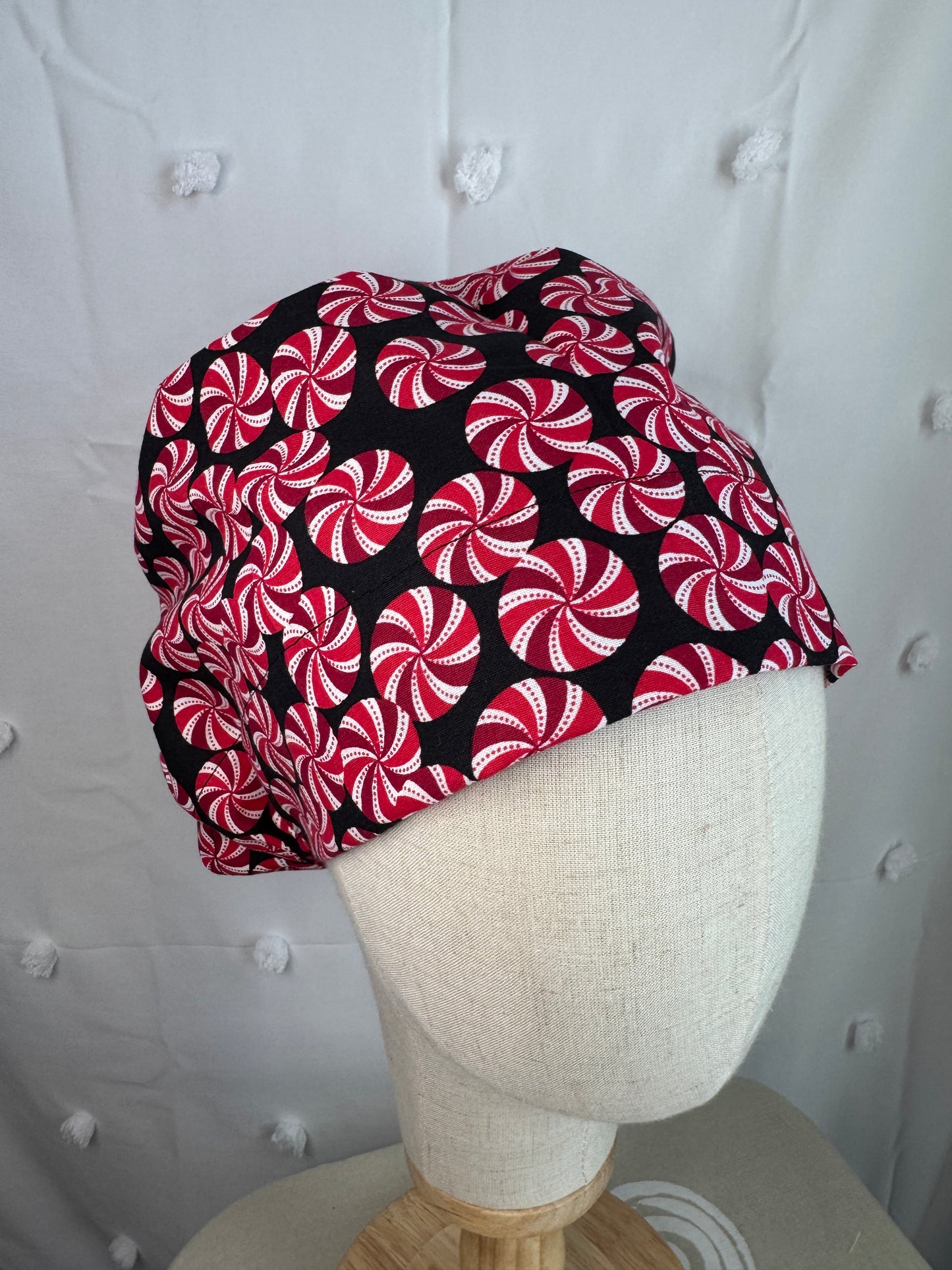 Red Mints in Black Scrub Cap - Multiple Styles