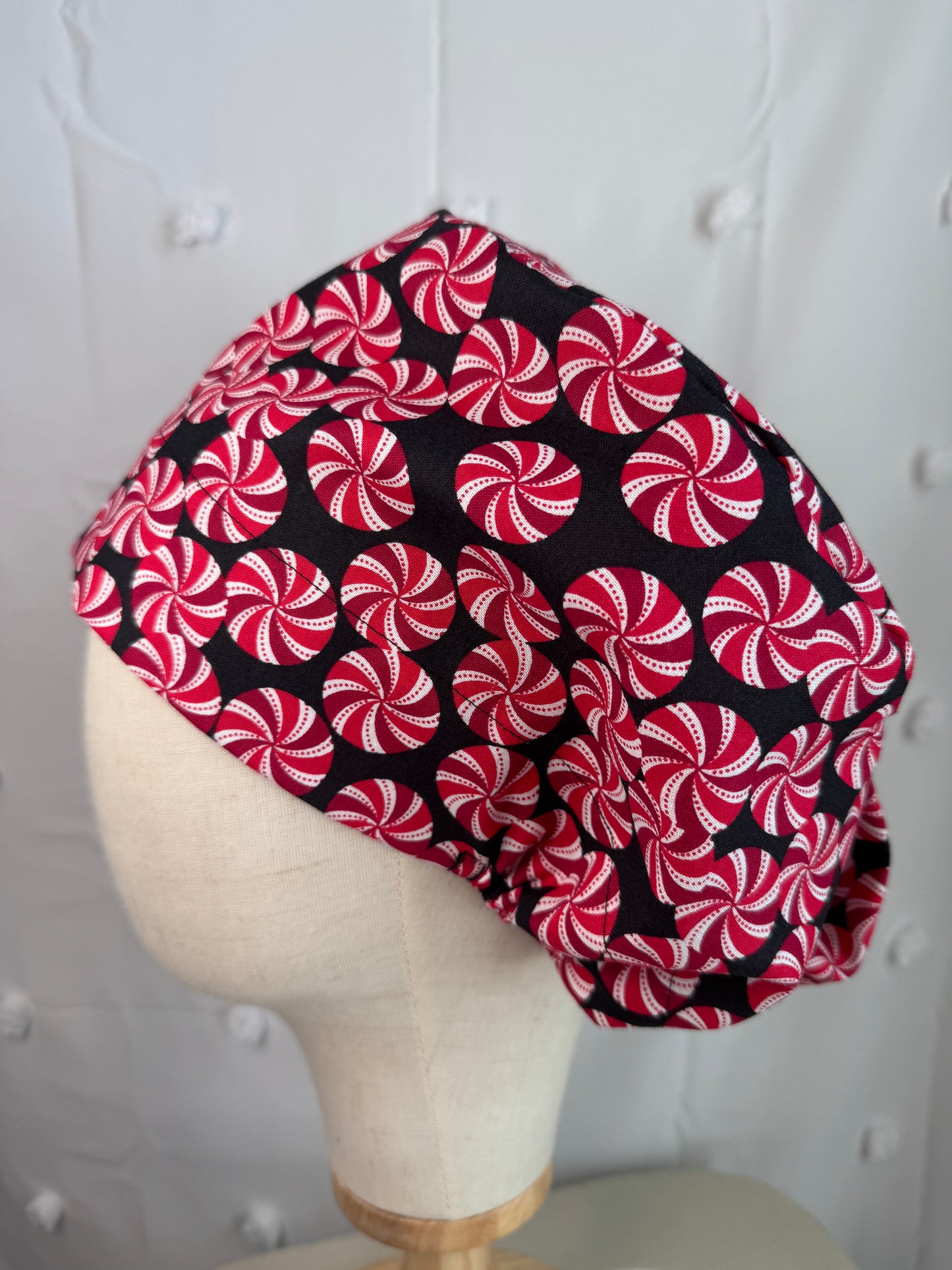 Red Mints in Black Scrub Cap - Multiple Styles