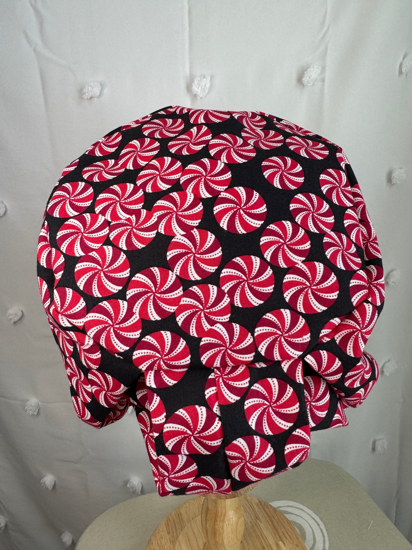 Red Mints in Black Scrub Cap - Multiple Styles