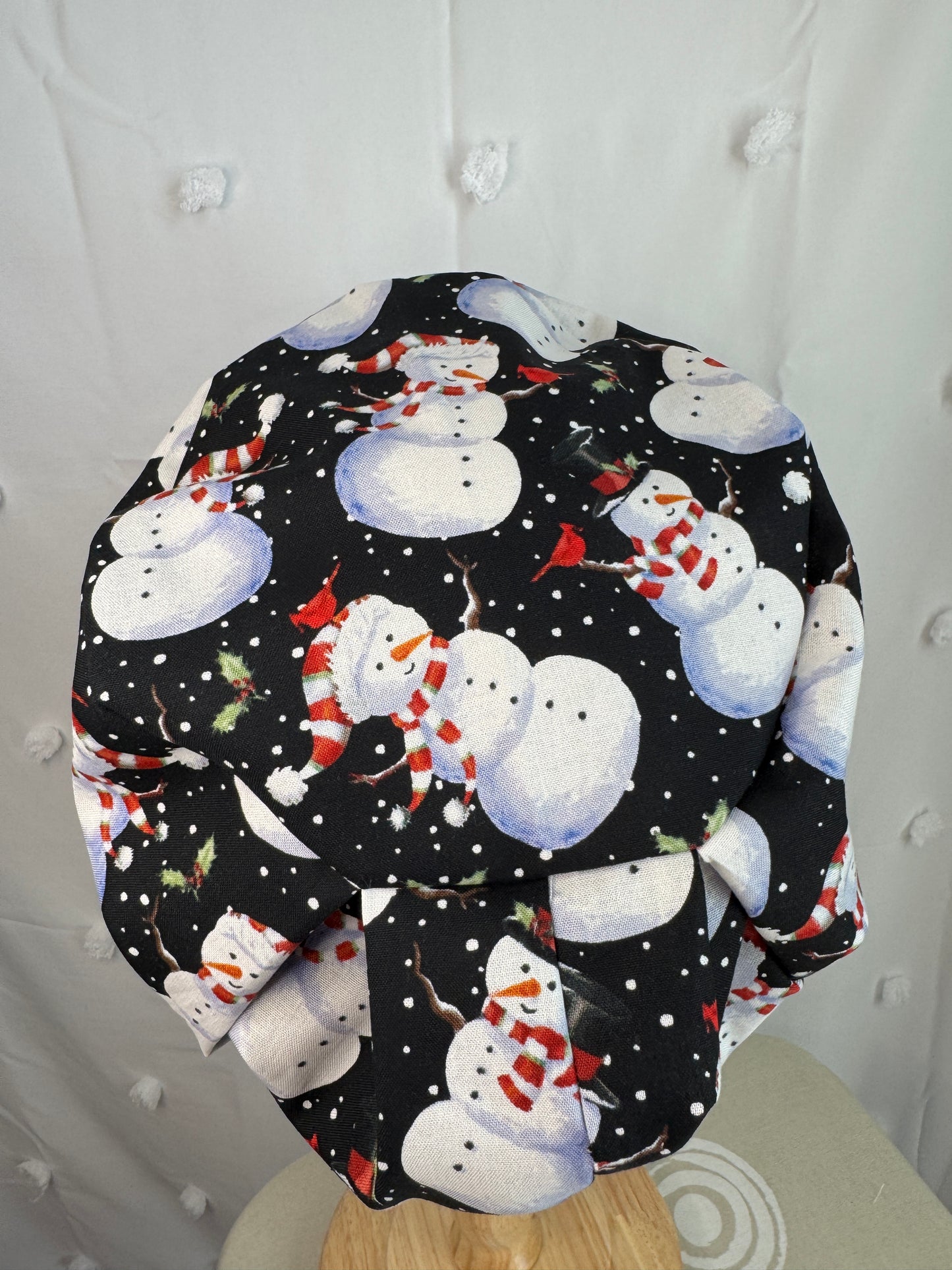 Snowmen on Black Scrub Cap - Multiple Styles