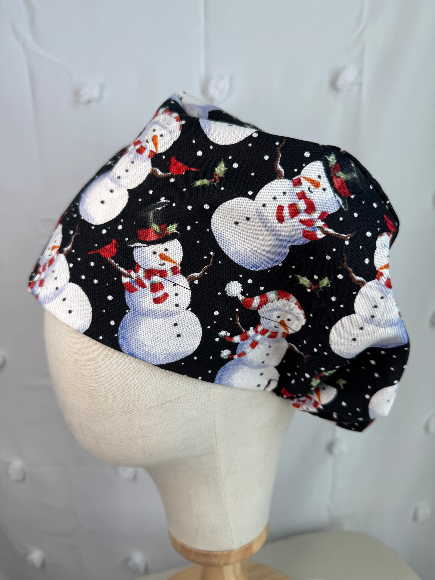 Snowmen on Black Scrub Cap - Multiple Styles