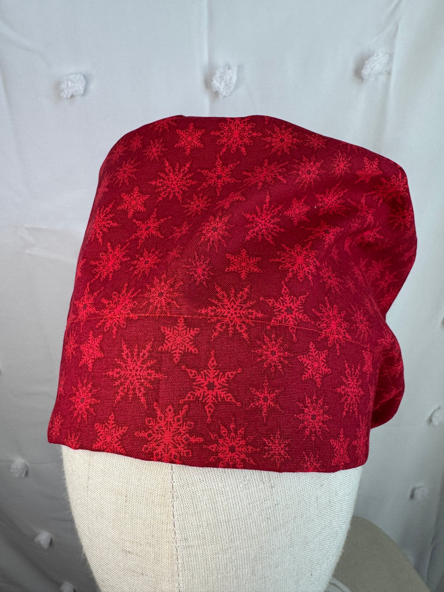 Snowflakes on Red Scrub Cap - Multiple Styles