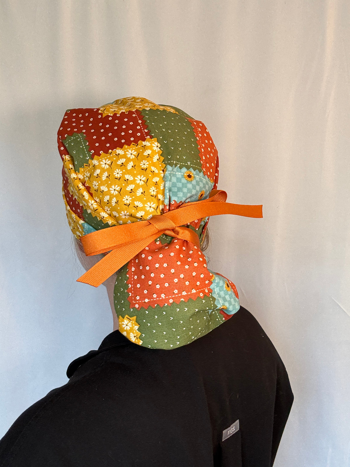 Autumn Patchwork Scrub Cap - Satin Lining Available - Multiple Styles