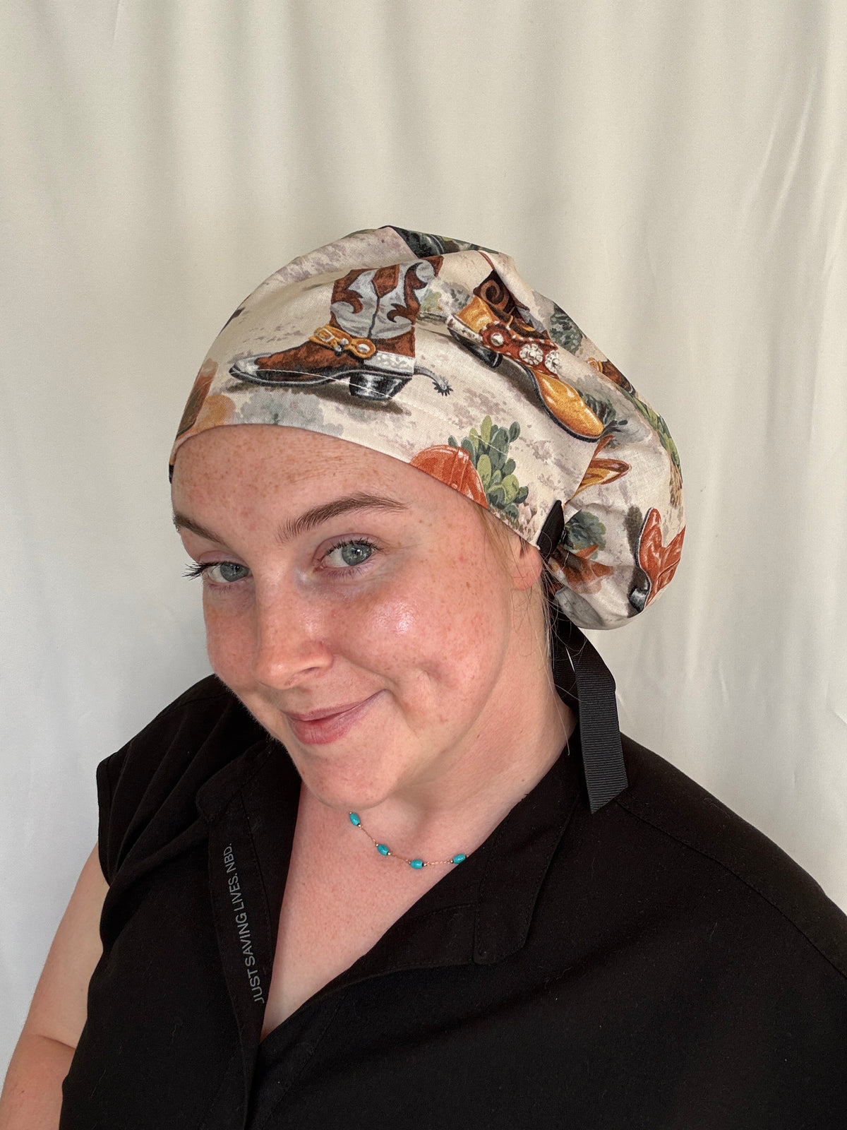 Cowboy Boots Scrub Cap - Satin Lining Available - Multiple Styles