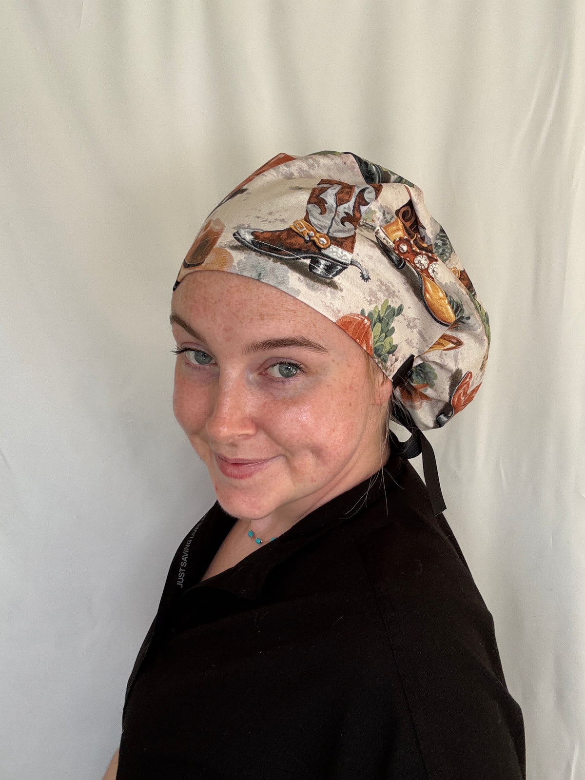 Cowboy Boots Scrub Cap - Satin Lining Available - Multiple Styles