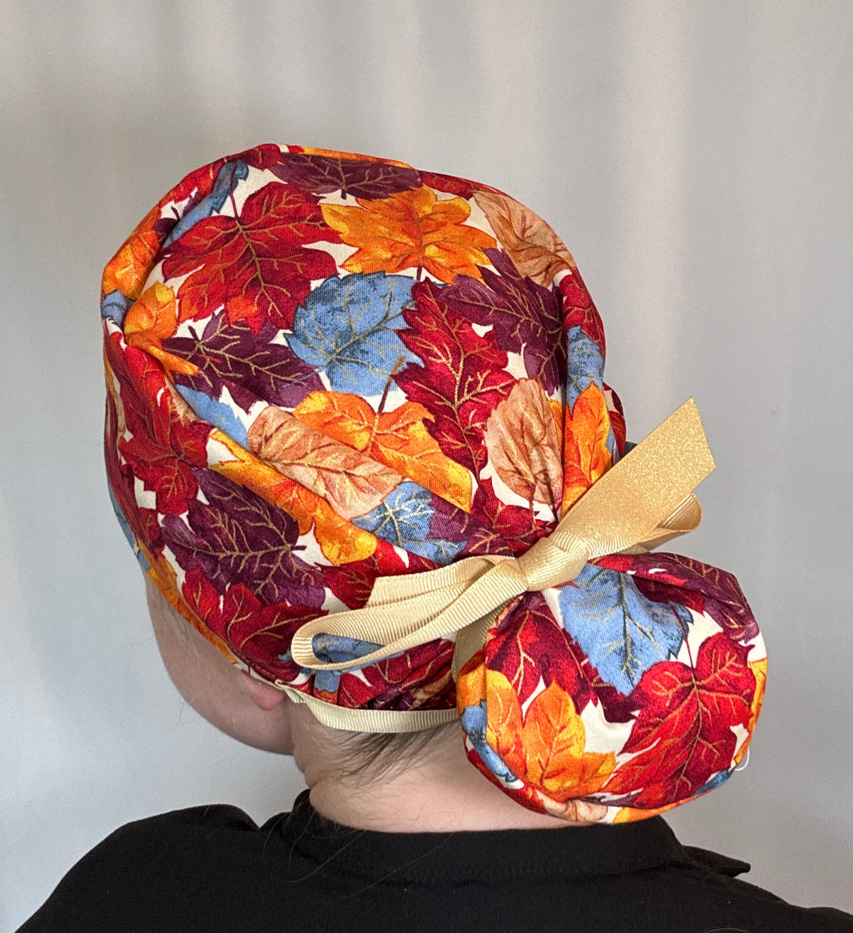 Leaves w/ Metallic Scrub Cap - Satin Lining Available - Multiple Styles