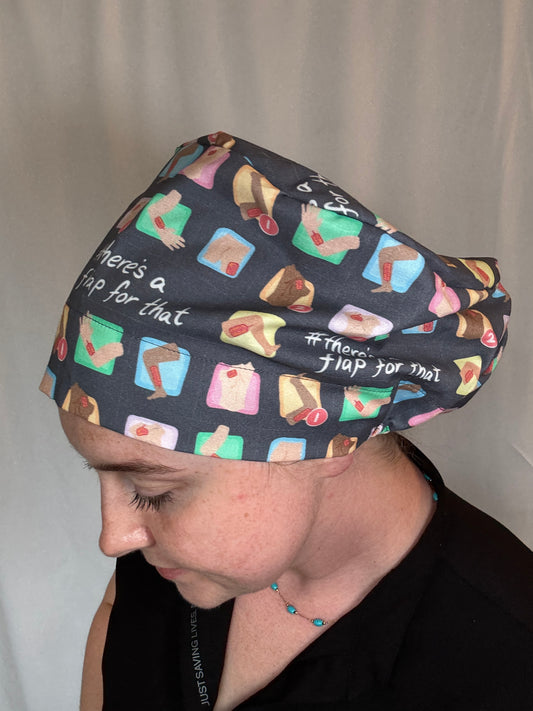 There's a Flap for That Scrub Cap - Satin Lining Available - Multiple Styles