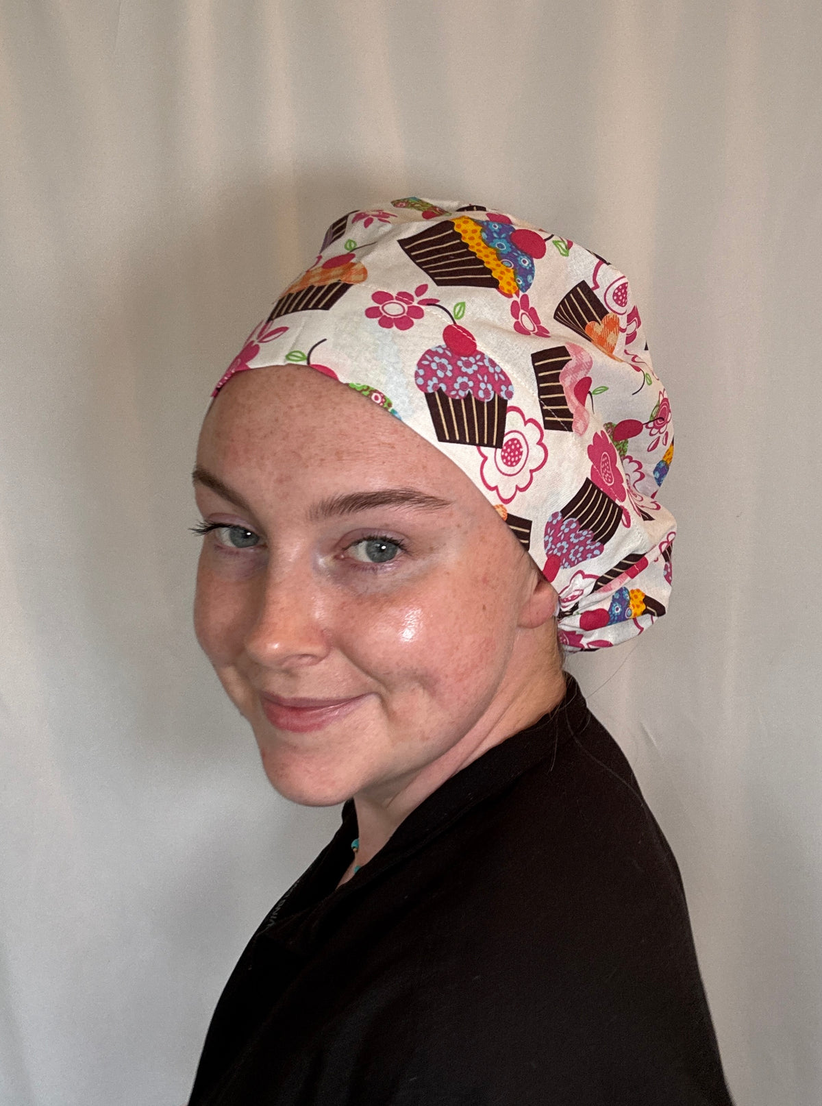 Cupcakes on White Scrub Cap - Multiple Styles