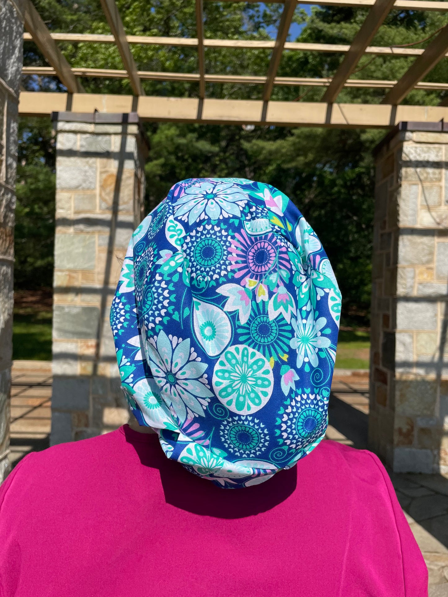 Purple and Blue Floral Paisley Scrub Cap - Multiple Styles