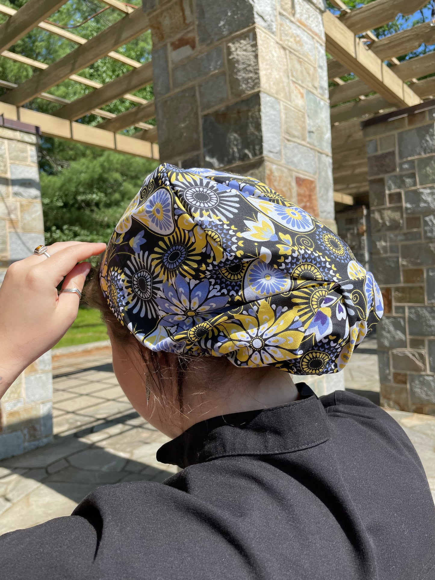 Purple and Yellow Floral Paisley Scrub Cap - Multiple Styles