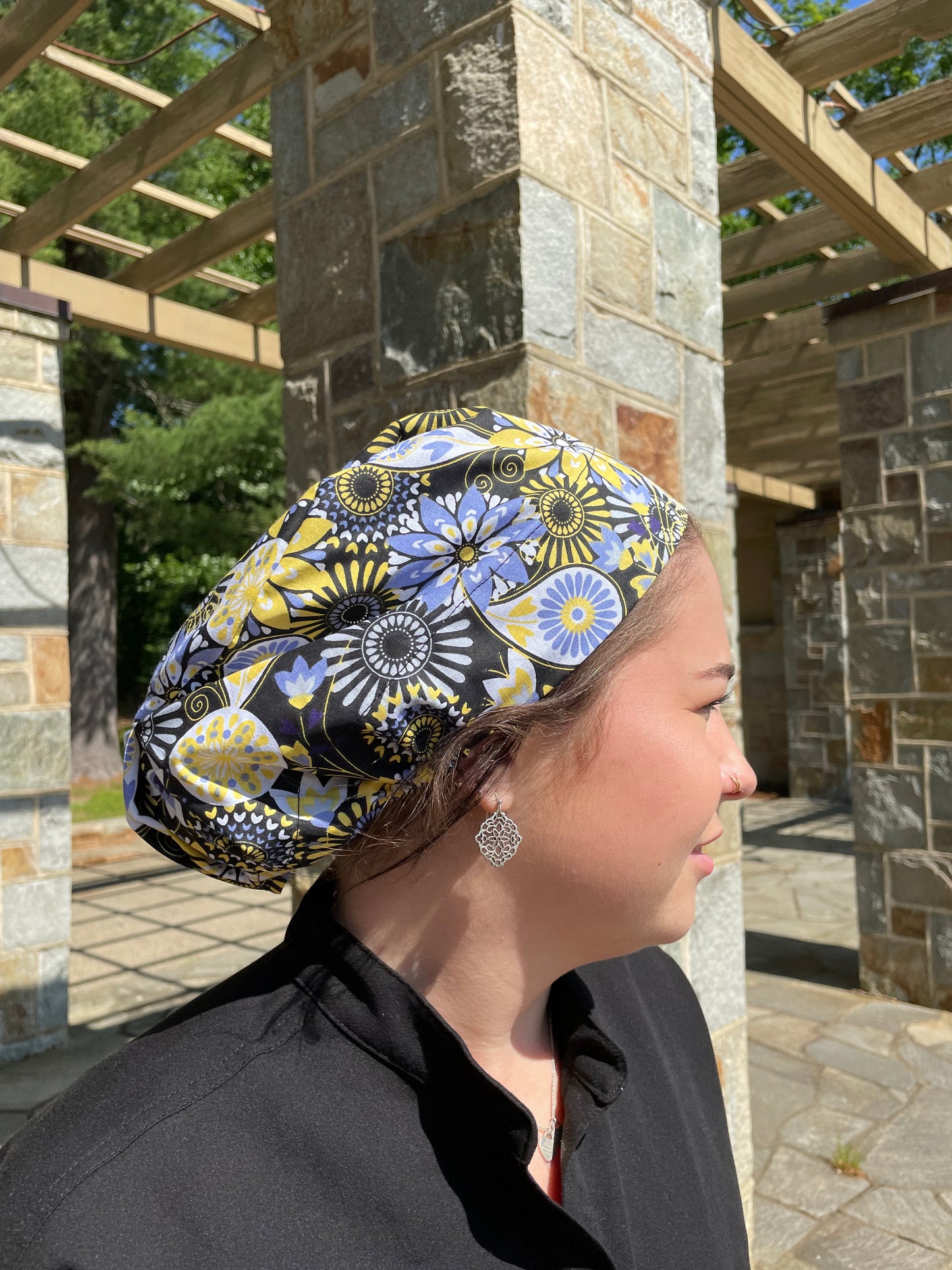 Purple and Yellow Floral Paisley Scrub Cap - Multiple Styles