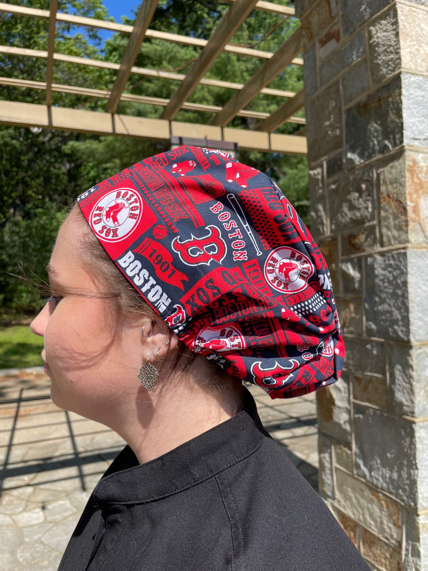 Scrub Cap in Boston Red Sox Fabric - Multiple Styles