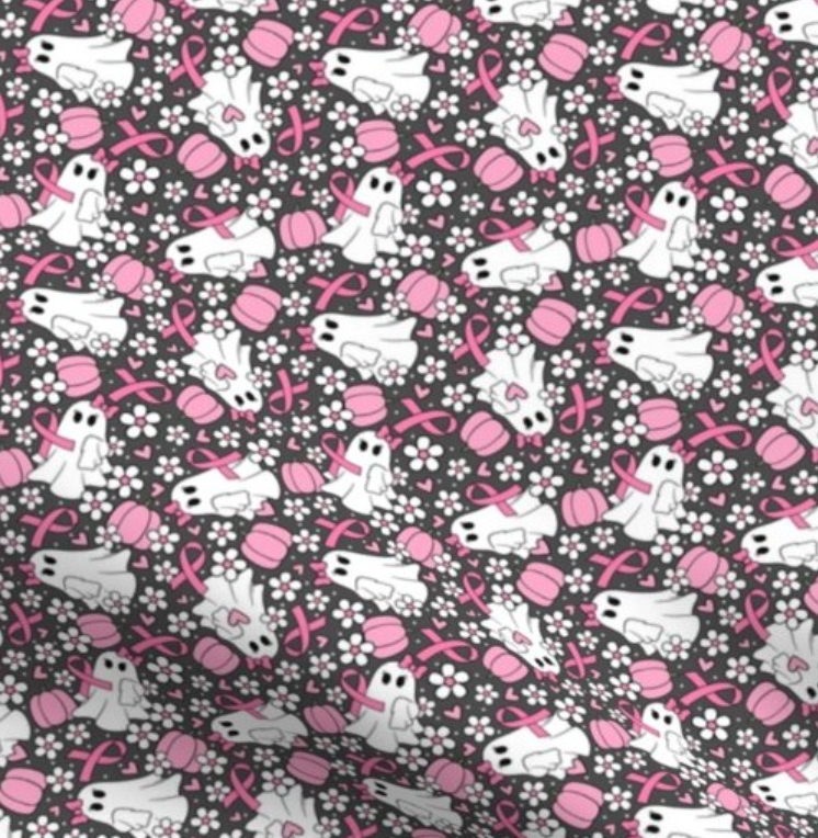 Breast Cancer Ghosts Scrub Cap - Satin Lining Available - Multiple Styles