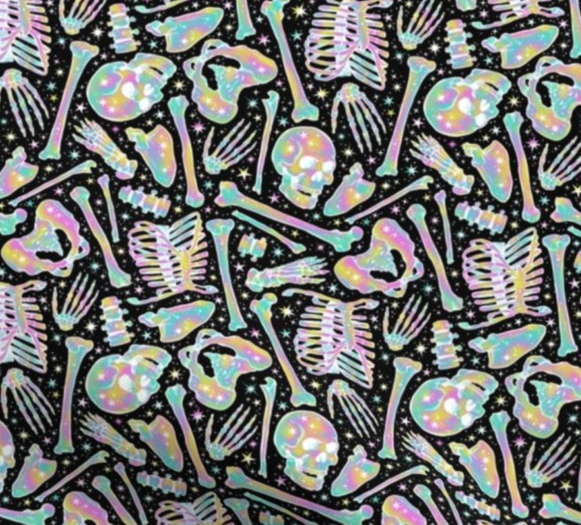 Sparkle Skeleton Bones Scrub Cap - Satin Lining Available - Multiple Styles