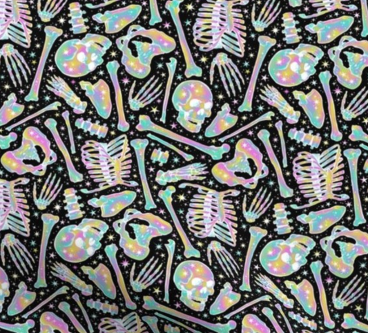 Sparkle Skeleton Bones Scrub Cap - Satin Lining Available - Multiple Styles