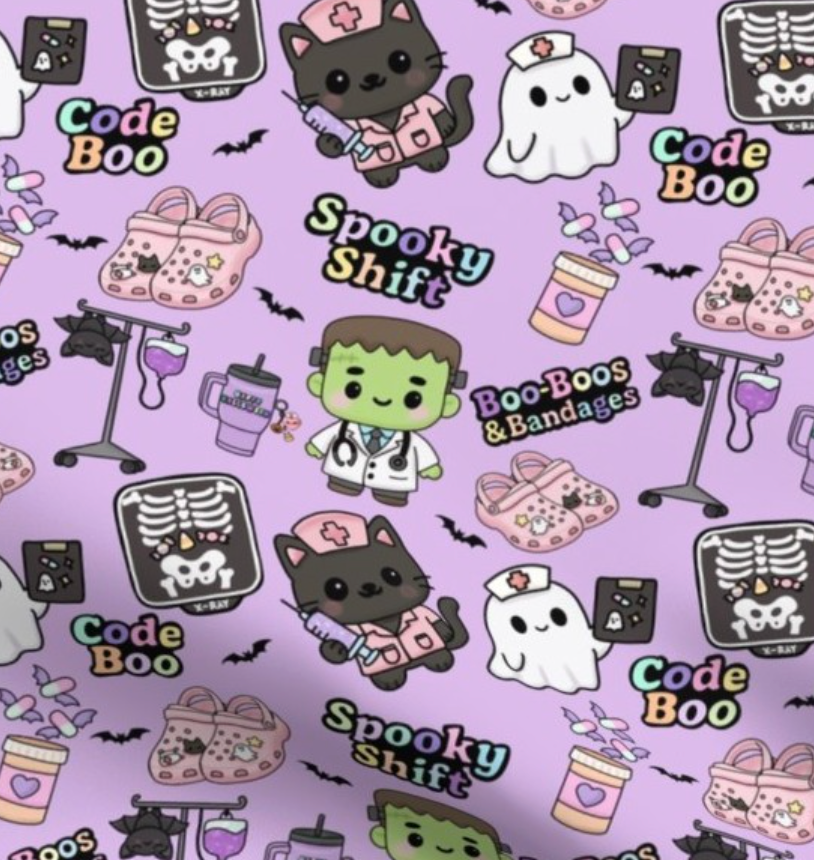 Code Boo Scrub Cap - Satin Lining Available - Multiple Styles