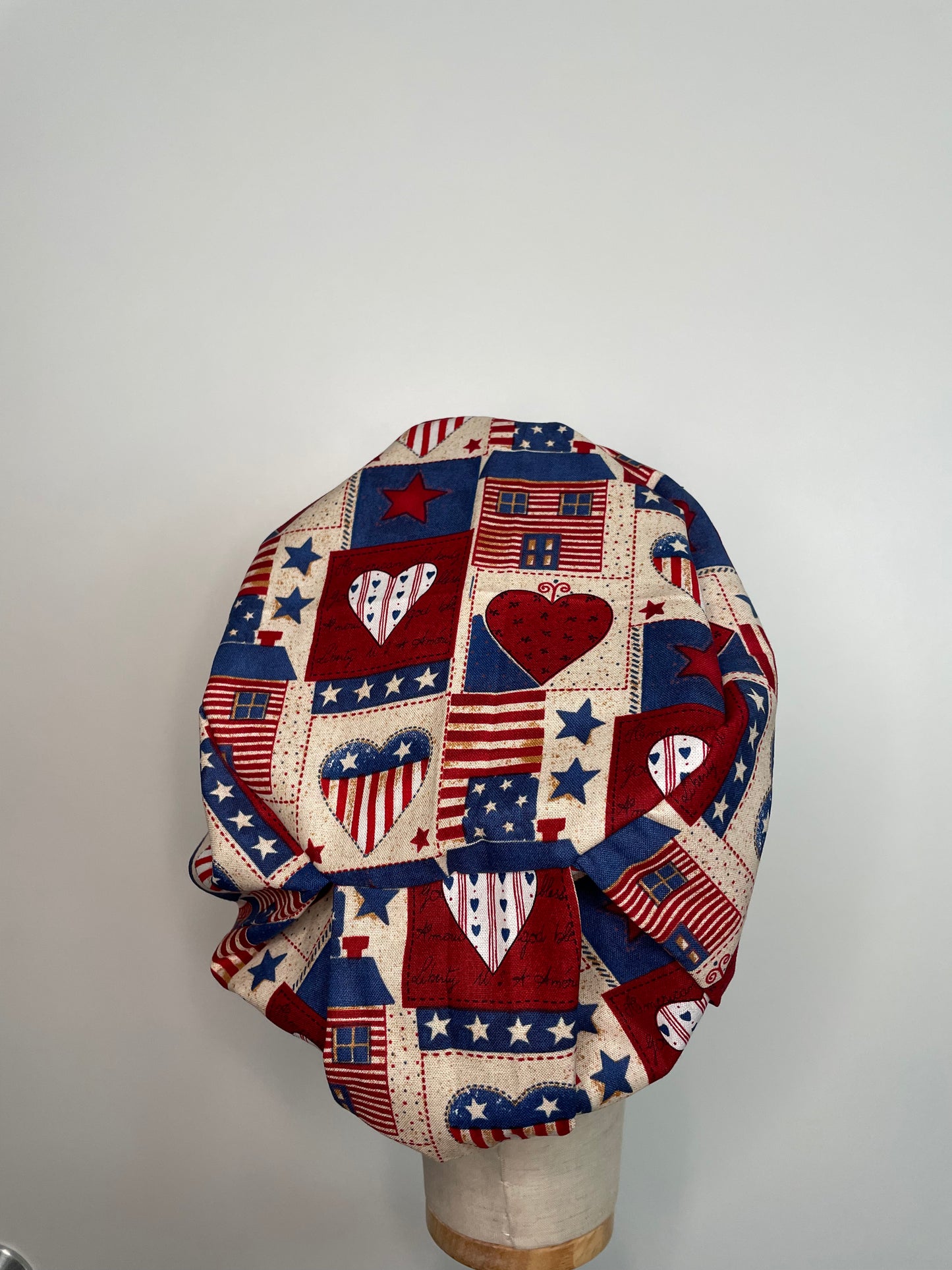 Patriotic Hearts Scrub Cap - European Style